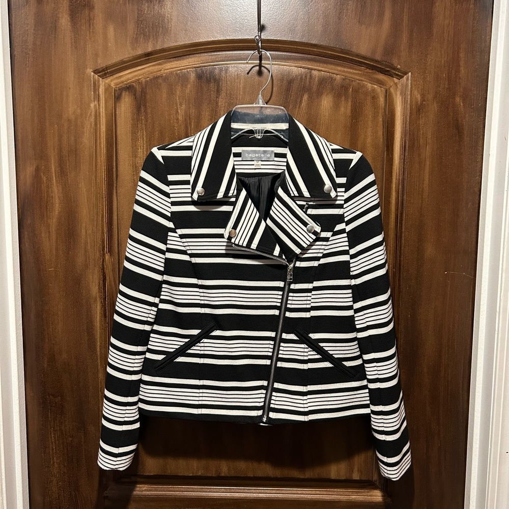 Black & White Bagatelle Zip Front Blazer